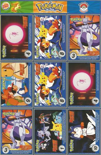 1999 Burger King Pokemon - Perforated Panels #20 Jigglypuff / Seaking / Poliwag / Dugtrio / Rhydon / Jynx / Moltres / Caterpie / Nidoran Back