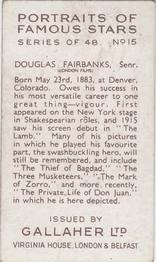 1935 Gallaher Portraits of Famous Stars #15 Douglas Fairbanks Jr. Back