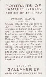 1935 Gallaher Portraits of Famous Stars #30 Patricia Hilliard Back