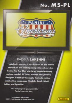 2015 Panini Americana - On the Tube Modern Signatures #MS-PL Padma Lakshmi Back