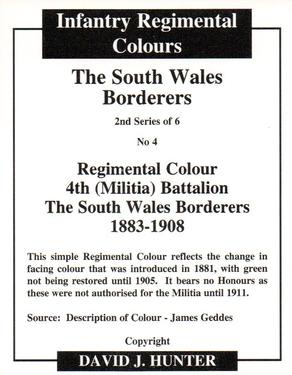 2011 Regimental Colours : The South Wales Borderers 2nd Series #4 Regimental Colour 4th (Militia) Battalion The South Wales Borderers 1883-1908 Back