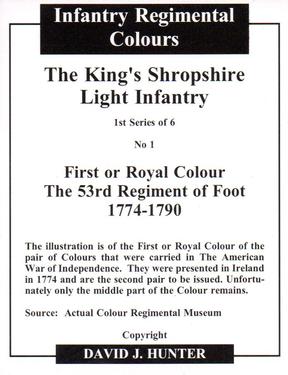 2004 Regimental Colours : The King's Shropshire Light Infantry 1st Series #1 First or Royal Colour The 53rd Regiment of Foot 1774-1790 Back