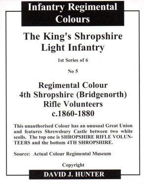 2004 Regimental Colours : The King's Shropshire Light Infantry 1st Series #5 Regimental Colour 4th Shropshire (Bridgenorth) Rifle Volunteers c.1860-1880 Back