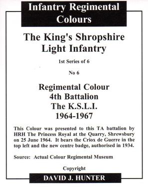 2004 Regimental Colours : The King's Shropshire Light Infantry 1st Series #6 Regimental Colour 4th Battalion The K.S.L.I 1964-1967 Back