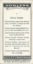 1937 Churchman's Howlers #1 Julius Caesar Back