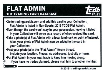 2019 TCDB Flat Admin #FA-19 Flat Admin Back