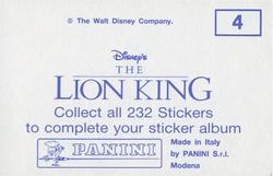 1994 Panini The Lion King Stickers #4 Sticker 4 Back