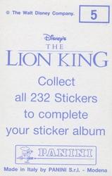 1994 Panini The Lion King Stickers #5 Sticker 5 Back