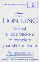 1994 Panini The Lion King Stickers #6 Sticker 6 Back