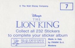 1994 Panini The Lion King Stickers #7 Sticker 7 Back