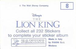 1994 Panini The Lion King Stickers #8 Sticker 8 Back