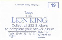 1994 Panini The Lion King Stickers #19 Sticker 19 Back