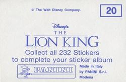 1994 Panini The Lion King Stickers #20 Sticker 20 Back