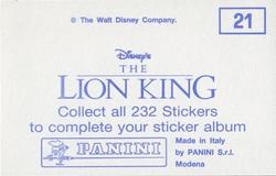 1994 Panini The Lion King Stickers #21 Sticker 21 Back
