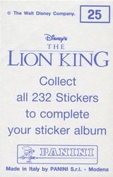 1994 Panini The Lion King Stickers #25 Sticker 25 Back