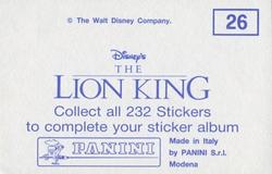 1994 Panini The Lion King Stickers #26 Sticker 26 Back
