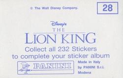1994 Panini The Lion King Stickers #28 Sticker 28 Back