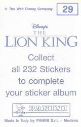 1994 Panini The Lion King Stickers #29 Sticker 29 Back