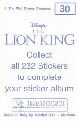 1994 Panini The Lion King Stickers #30 Sticker 30 Back