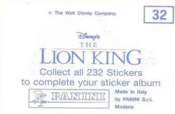 1994 Panini The Lion King Stickers #32 Sticker 32 Back