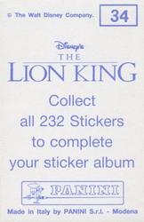 1994 Panini The Lion King Stickers #34 Sticker 34 Back