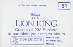 1994 Panini The Lion King Stickers #51 Sticker 51 Back