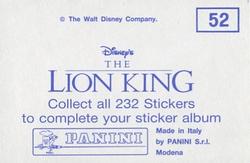1994 Panini The Lion King Stickers #52 Sticker 52 Back