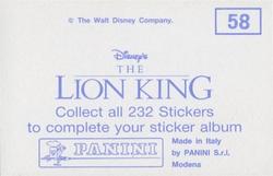 1994 Panini The Lion King Stickers #58 Sticker 58 Back
