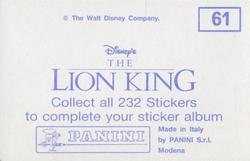 1994 Panini The Lion King Stickers #61 Sticker 61 Back