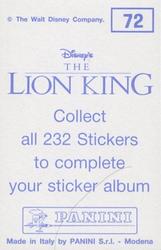 1994 Panini The Lion King Stickers #72 Sticker 72 Back