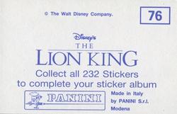 1994 Panini The Lion King Stickers #76 Sticker 76 Back