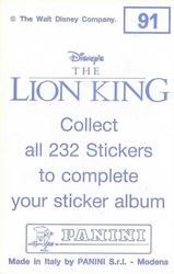 1994 Panini The Lion King Stickers #91 Sticker 91 Back