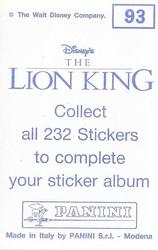1994 Panini The Lion King Stickers #93 Sticker 93 Back