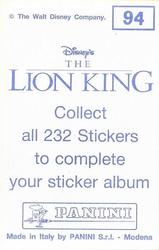 1994 Panini The Lion King Stickers #94 Sticker 94 Back