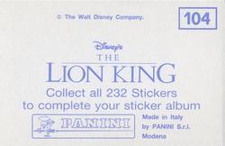 1994 Panini The Lion King Stickers #104 Sticker 104 Back