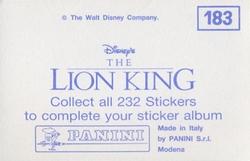 1994 Panini The Lion King Stickers #183 Sticker 183 Back