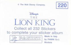 1994 Panini The Lion King Stickers #220 Sticker 220 Back
