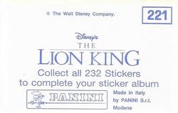 1994 Panini The Lion King Stickers #221 Sticker 221 Back