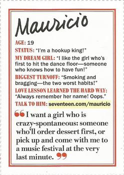 2011 Seventeen Magazine Hot Guy #NNO Mauricio Back