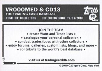 2019 C2Cigars TCDB Business Card #FS CD13 / vrooomed Back