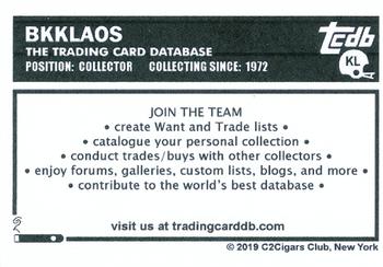 2019 C2Cigars TCDB Business Card #KL bkklaos Back