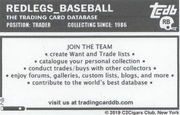 2019 C2Cigars TCDB Business Card #RB redlegs_baseball Back