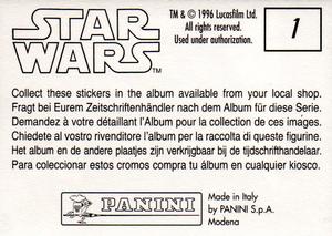 1996 Panini Star Wars Stickers #1 Darth Vader Back