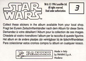 1996 Panini Star Wars Stickers #3 Jabba The Hutt Back