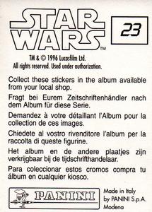 1996 Panini Star Wars Stickers #23 Millennium Falcon left half Back