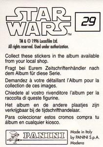 1996 Panini Star Wars Stickers #29 Princess Leia and Darth Vader Back