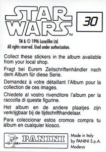 1996 Panini Star Wars Stickers #30 Ben Kenobi Back