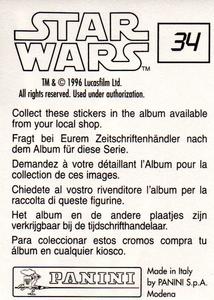 1996 Panini Star Wars Stickers #34 Ben Kenobi Back