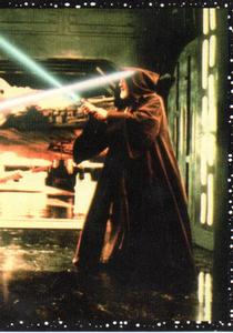 1996 Panini Star Wars Stickers #36 Darth Vader and Ben Kenobi fight right half Front