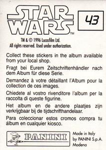 1996 Panini Star Wars Stickers #43 Princess Leia and General Rieken Back
